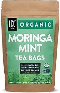 FGO Organic Moringa Mint Tea, Eco-Conscious Tea Bags,